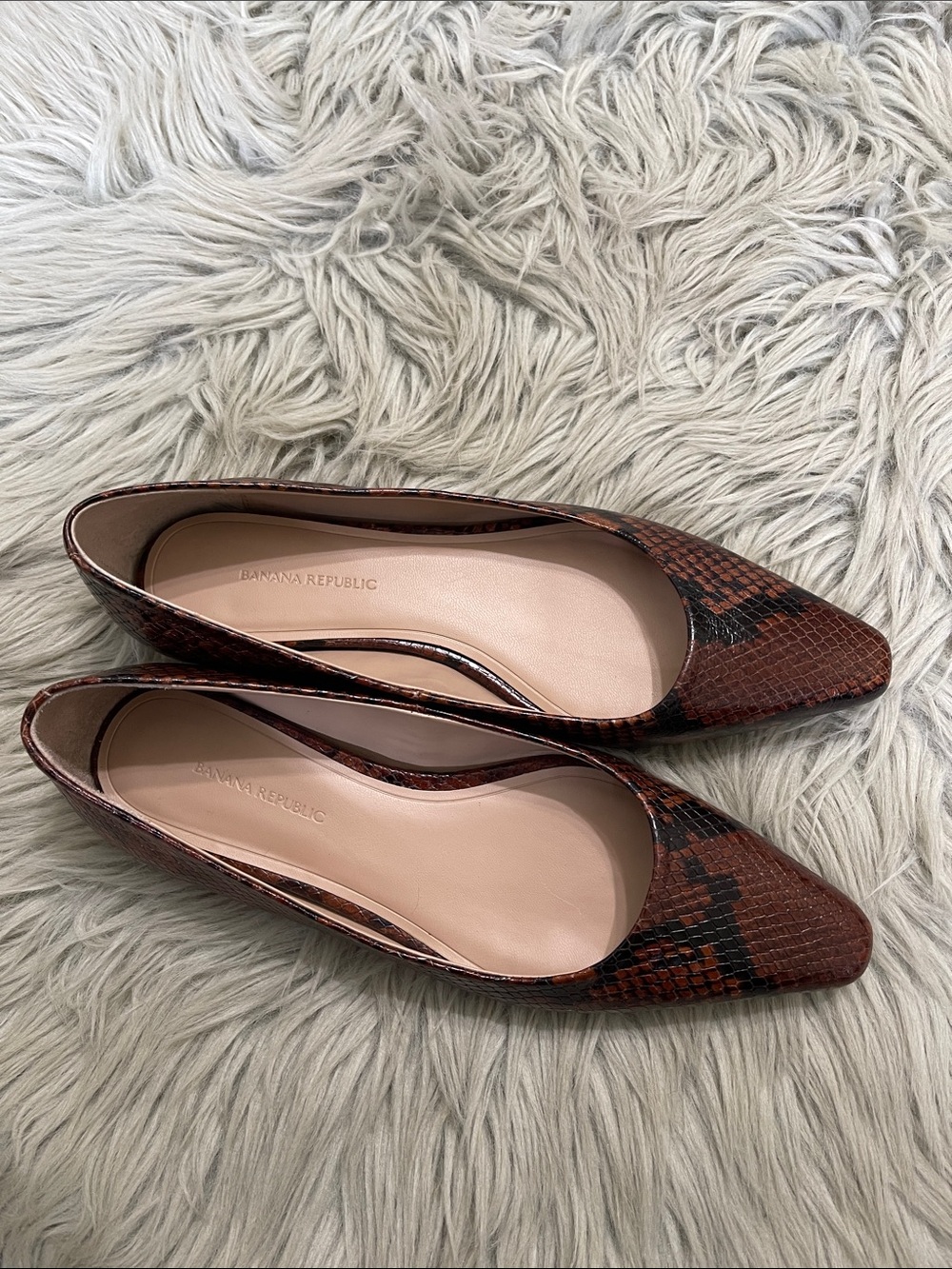 Banana Republic Brown Snake-Print Pointed Flats - Picture 3 of 6